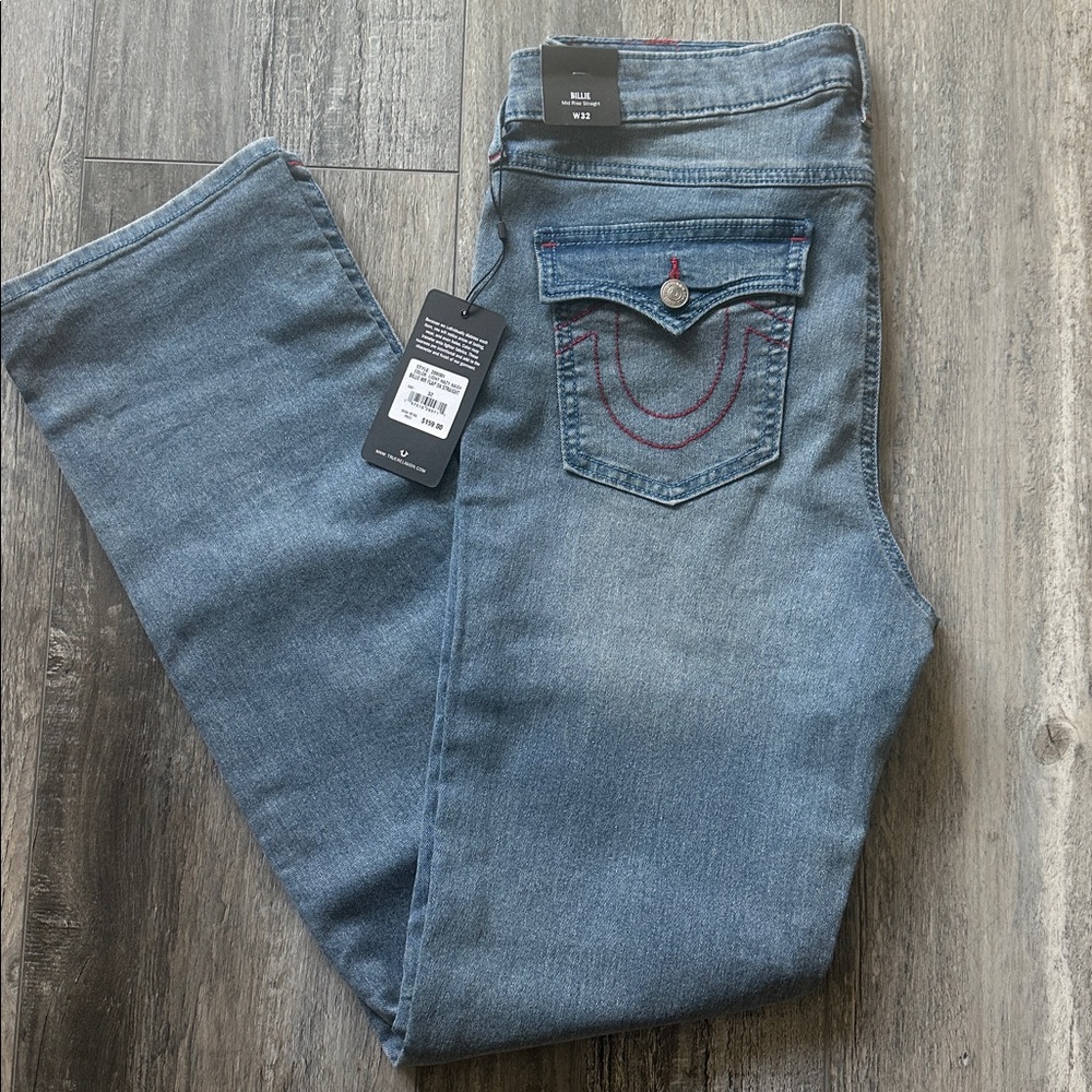 True Religion Billie mid rise straight jeans 32